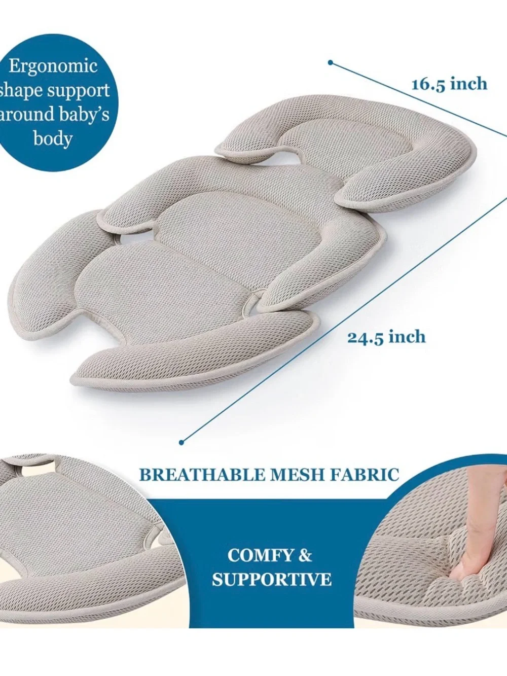 Infant Car Seat Liner - Breathable Beige Mesh
